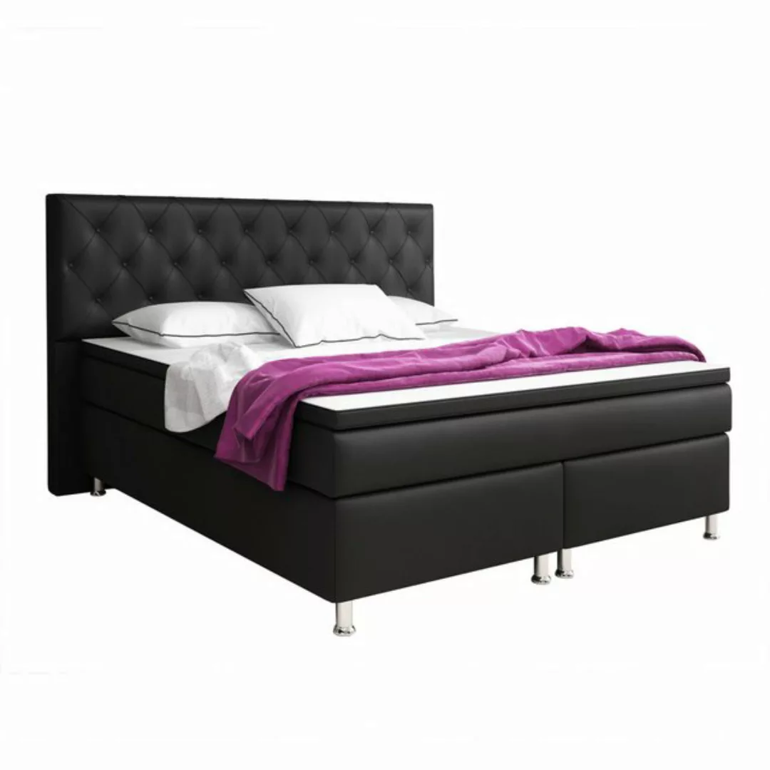 interbed Boxspringbett Turin Chesterfield 180x200cm inkl. Topper und 7 Zone günstig online kaufen