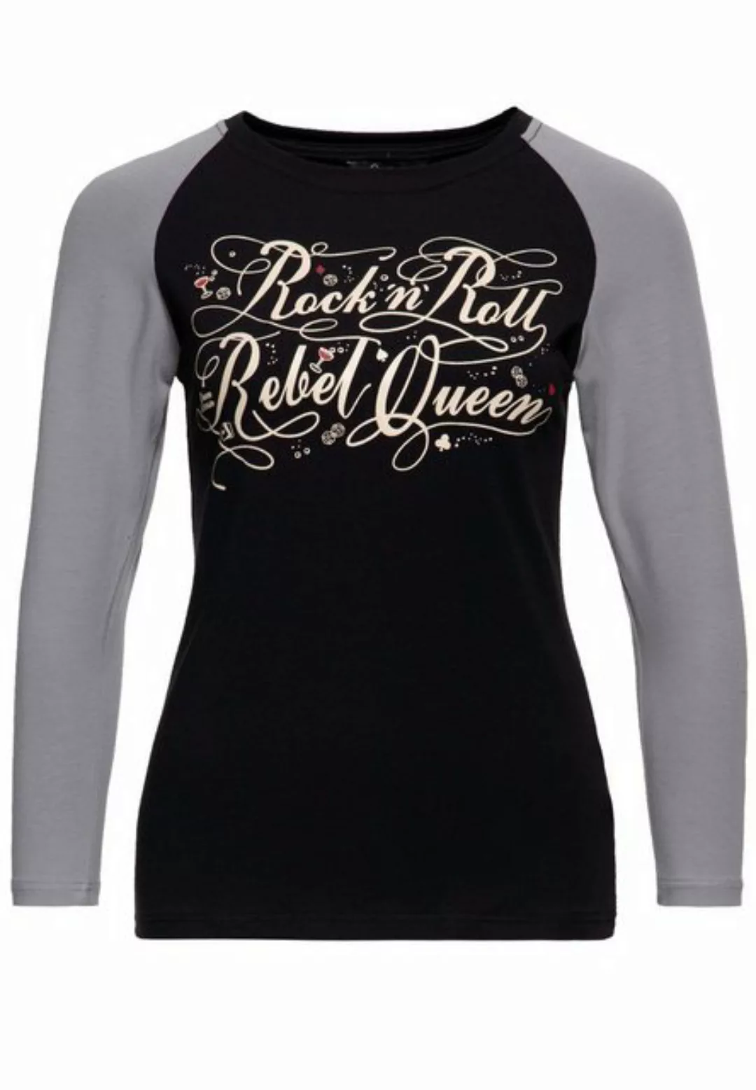 QueenKerosin Langarmshirt Rock'n'Roll Rebel Queen mit 3/4-Raglan-Ärmel günstig online kaufen