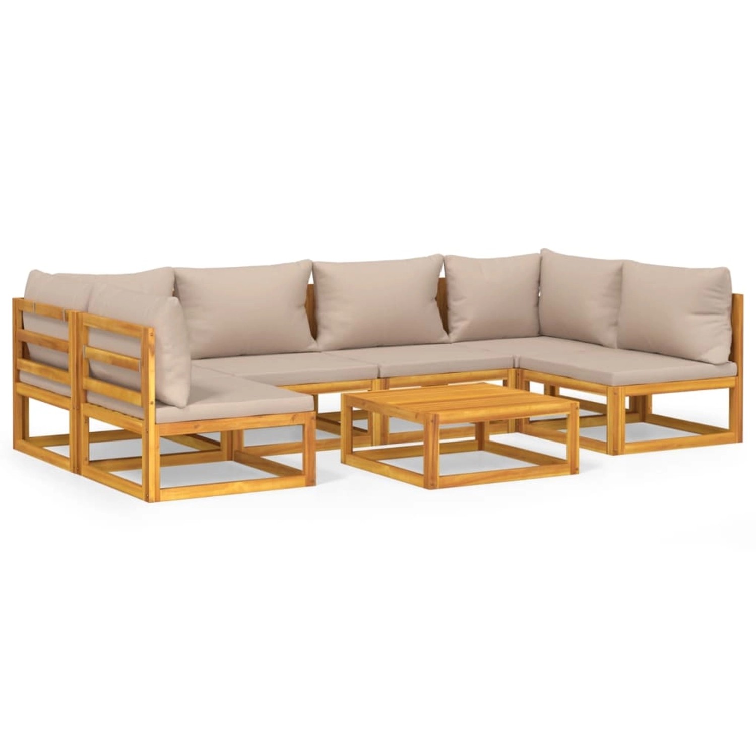 Vidaxl 7-tlg. Garten-lounge-set Mit Taupe Kissen Massivholz günstig online kaufen