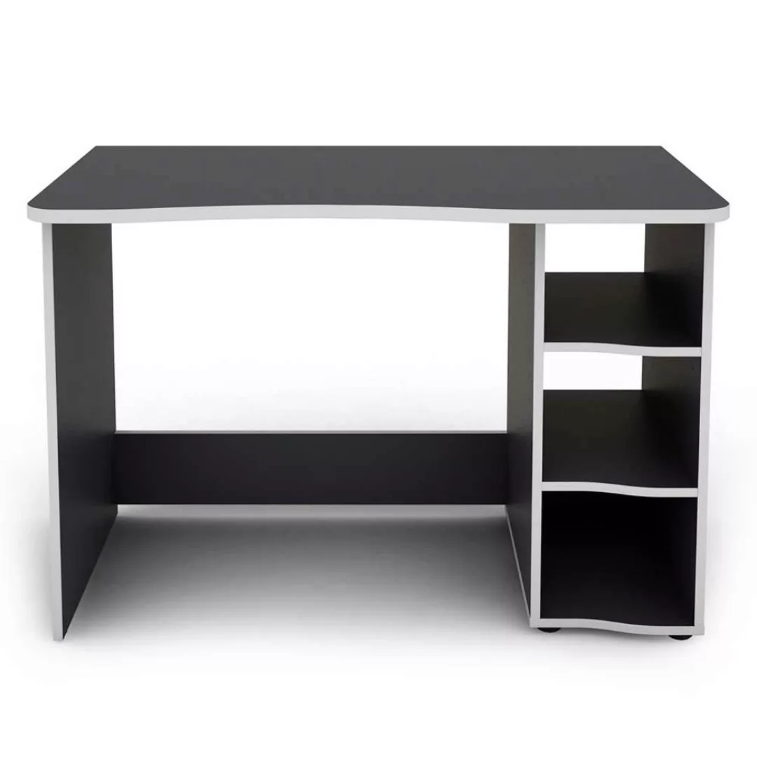 Schreibtisch mit Seitenregalen in Anthrazit und Weiß 110 cm breit günstig online kaufen