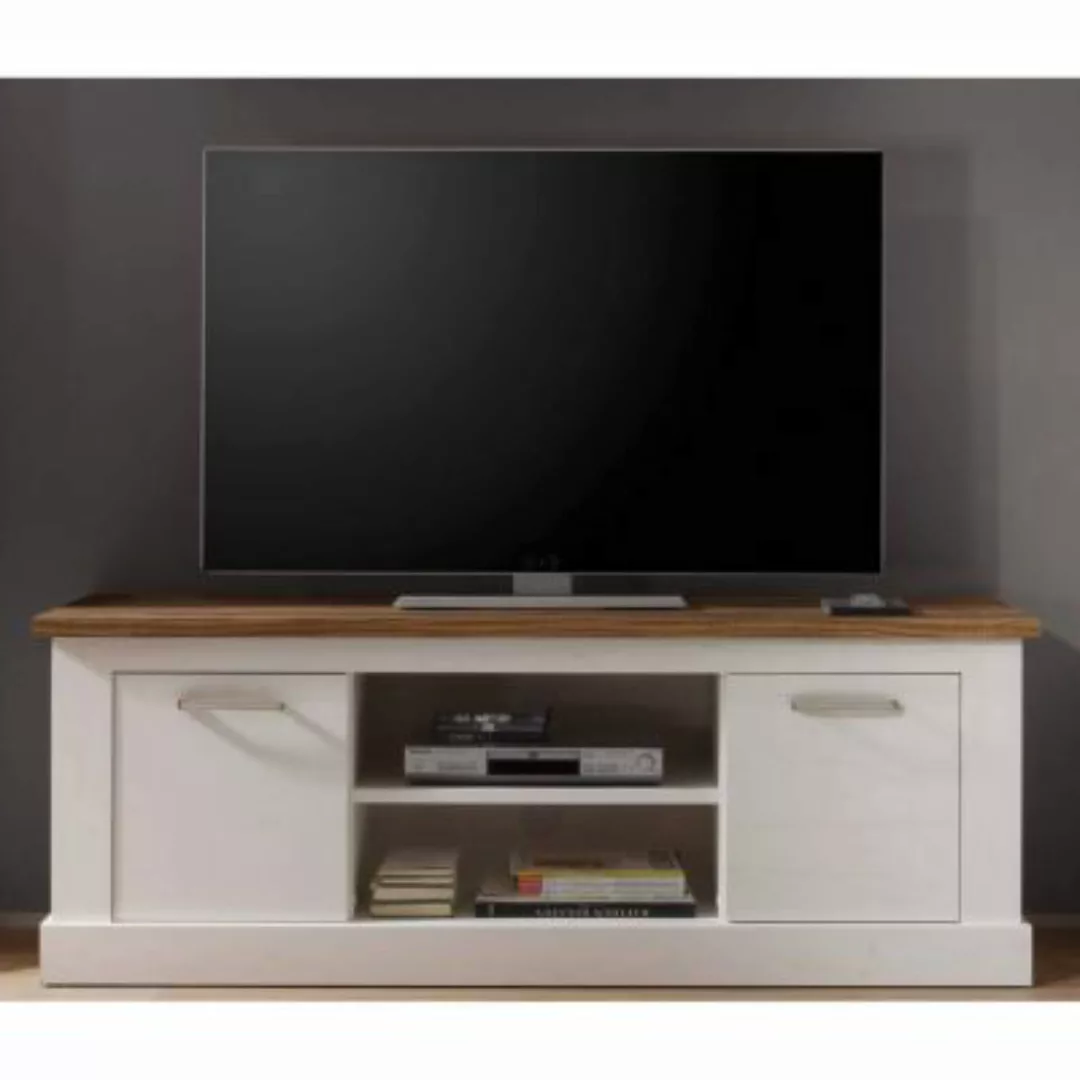 Lomadox TV Lowboard TURIN-19 in Pinie weiß Nb. mit Absetzungen in Satin Nus günstig online kaufen