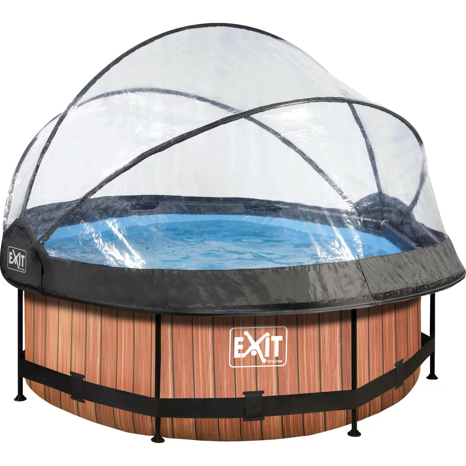 EXIT Wood Pool Braun ø 244 x 76 cm m. Filterpumpe u. Abdeckung günstig online kaufen