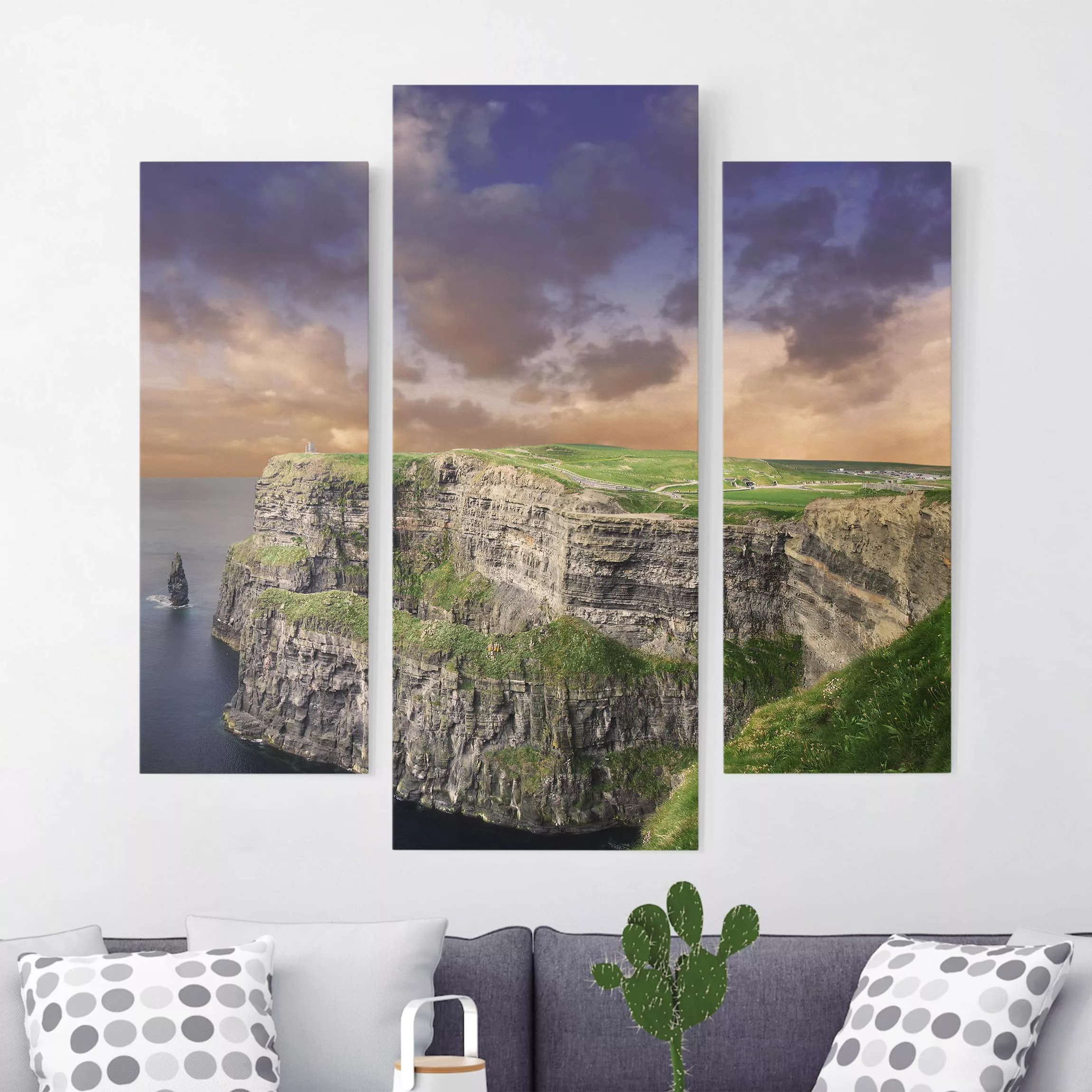 3-teiliges Leinwandbild Natur & Landschaft - Querformat Cliffs Of Moher günstig online kaufen