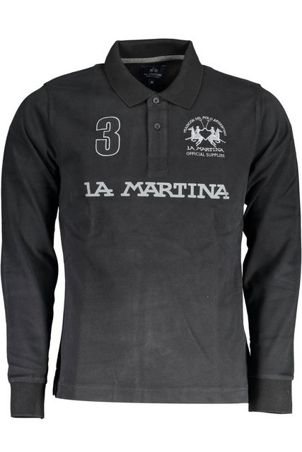 La Martina Poloshirt Elegantes schwarzes Langarm-Polo mit Stickerei für günstig online kaufen