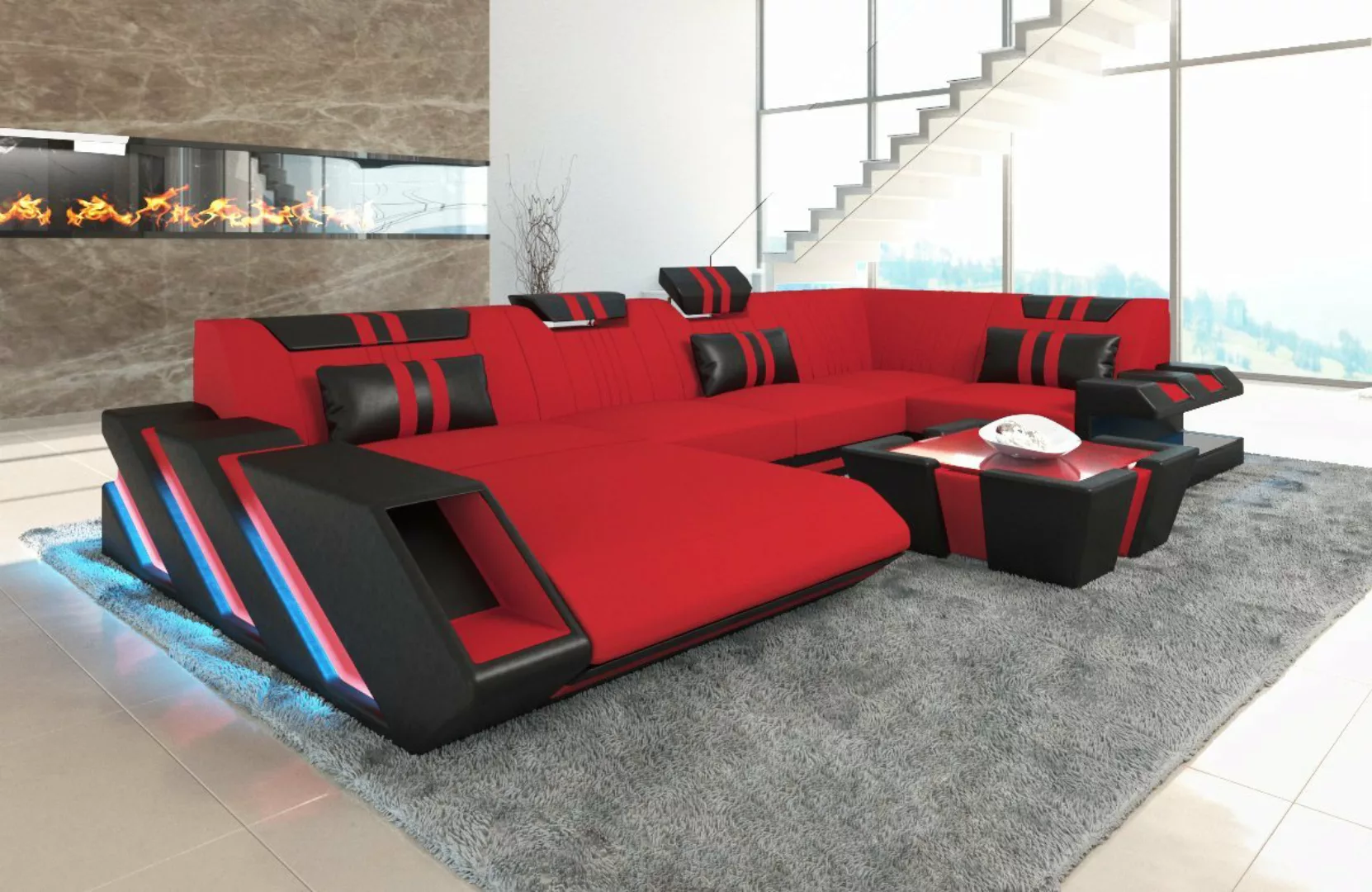 Sofa Dreams Wohnlandschaft Sofa Stoff Couch Apollonia U Form Polster Stoffs günstig online kaufen