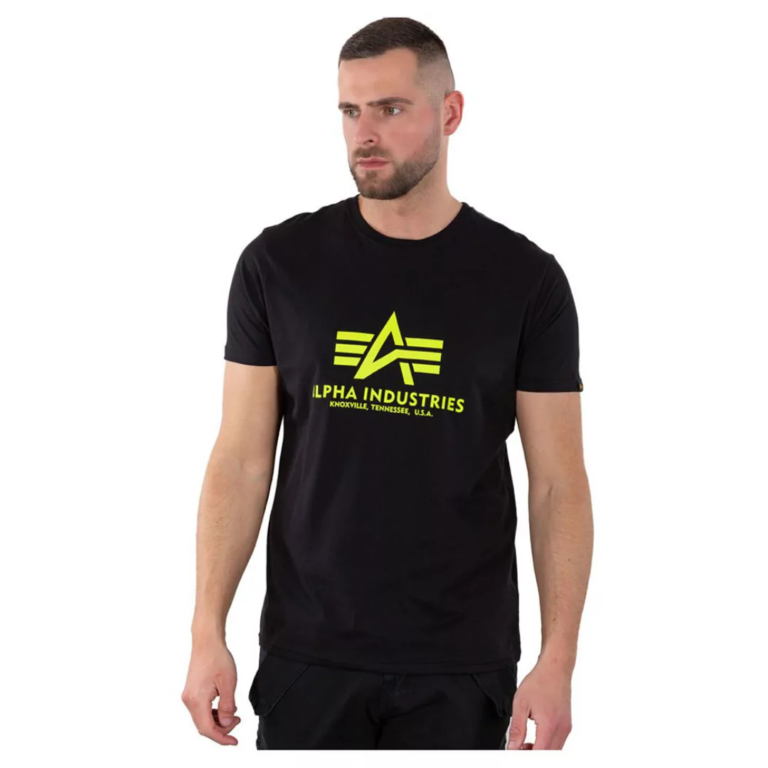 Alpha Industries Basic Neon Print Kurzärmeliges T-shirt XS Black / Neon Yel günstig online kaufen