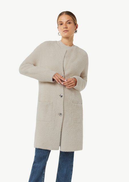 Comma Strickjacke Langer Cardigan in Kunstfell-Optik günstig online kaufen