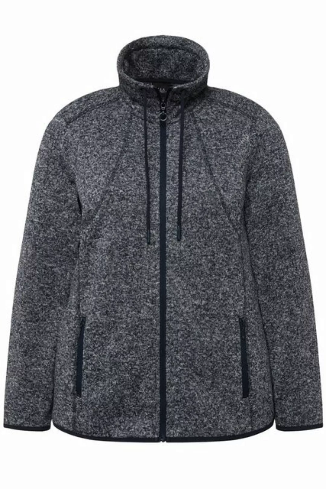 Ulla Popken Sweatjacke Strickfleece-Jacke Rauten Stehkragen Zipptaschen günstig online kaufen