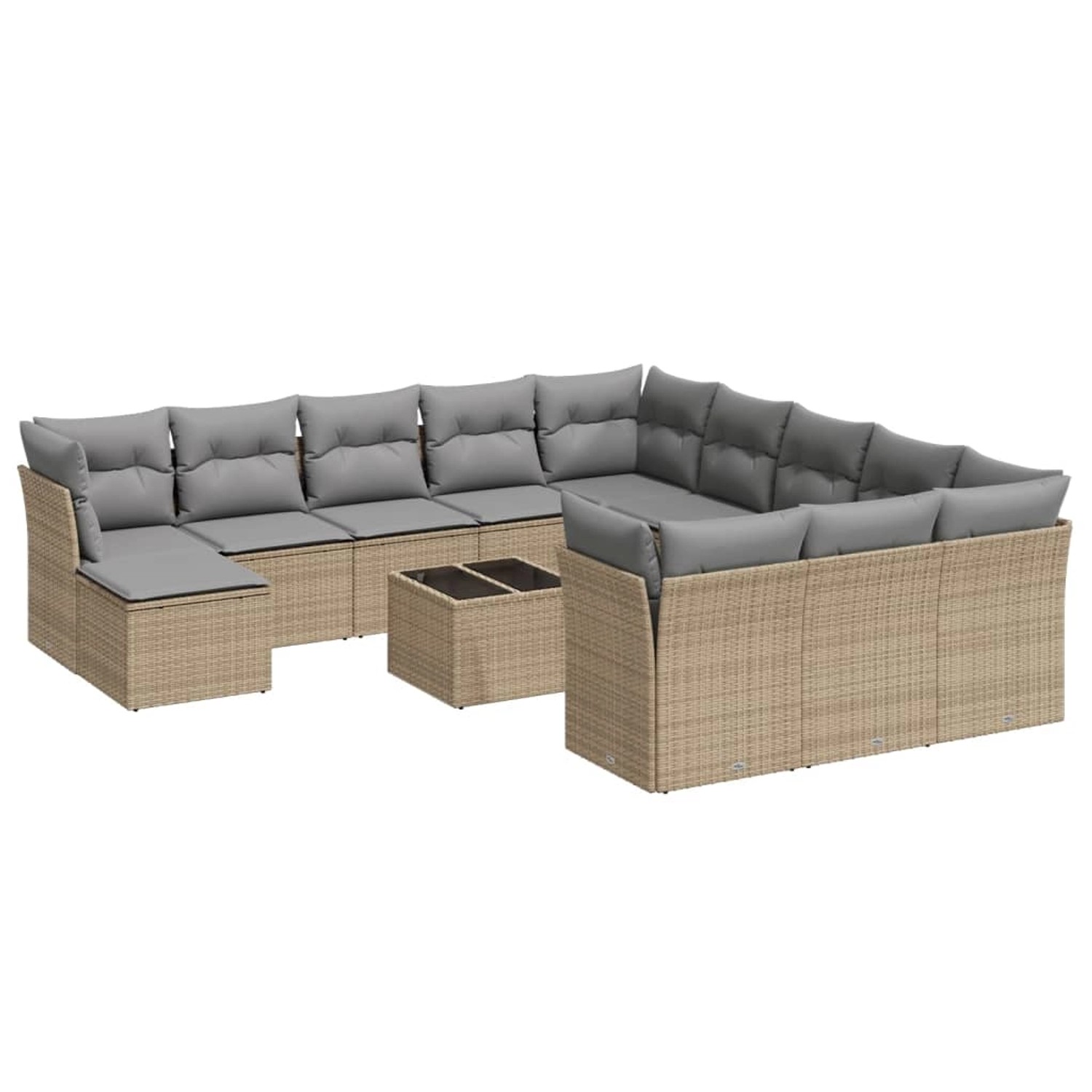 vidaXL 13-Tlg Garten-Sofagarnitur mit Kissen Beige Poly Rattan 3218639 günstig online kaufen