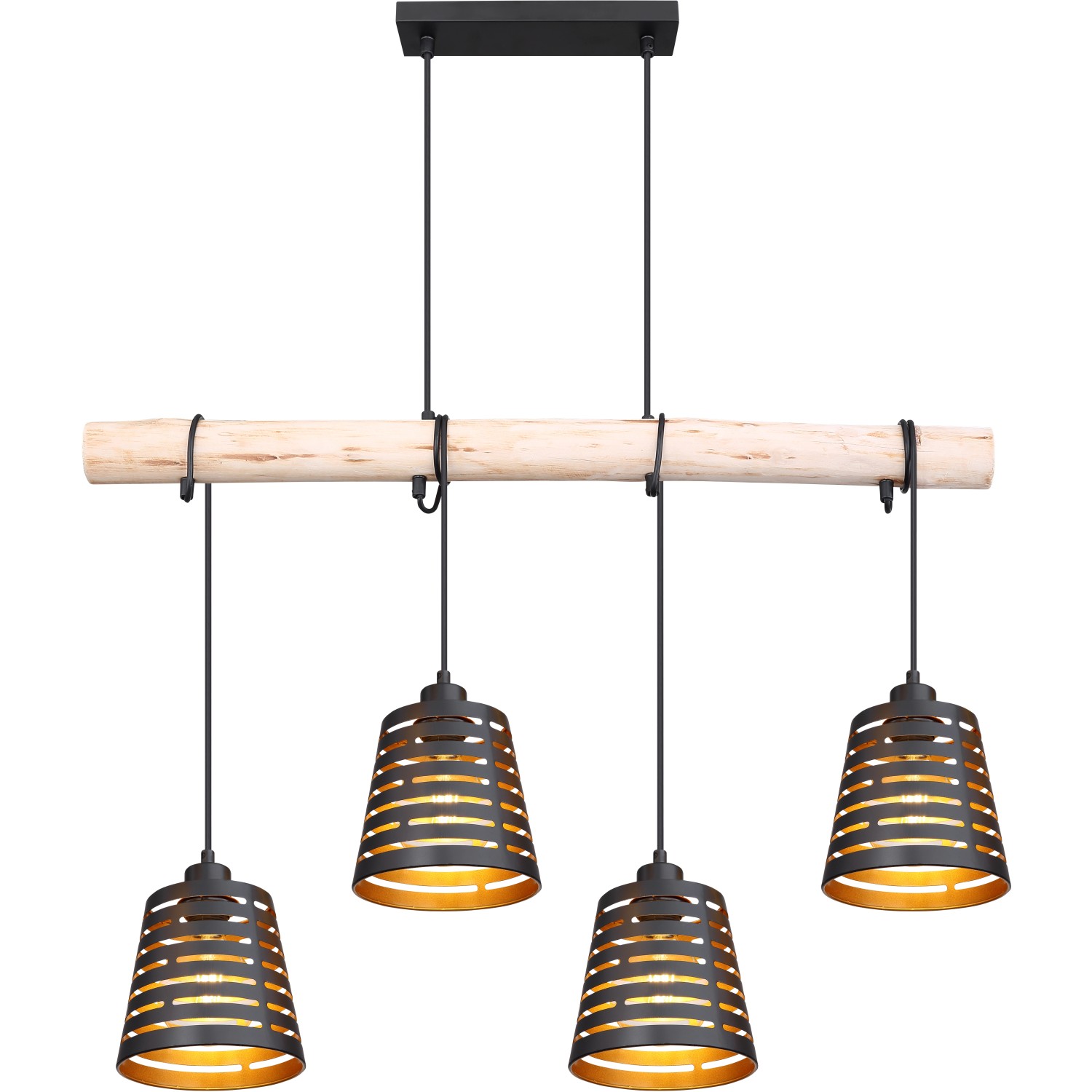 Hängeleuchte Ablona, Länge 85 cm, schwarz/goldfarben, Metall günstig online kaufen