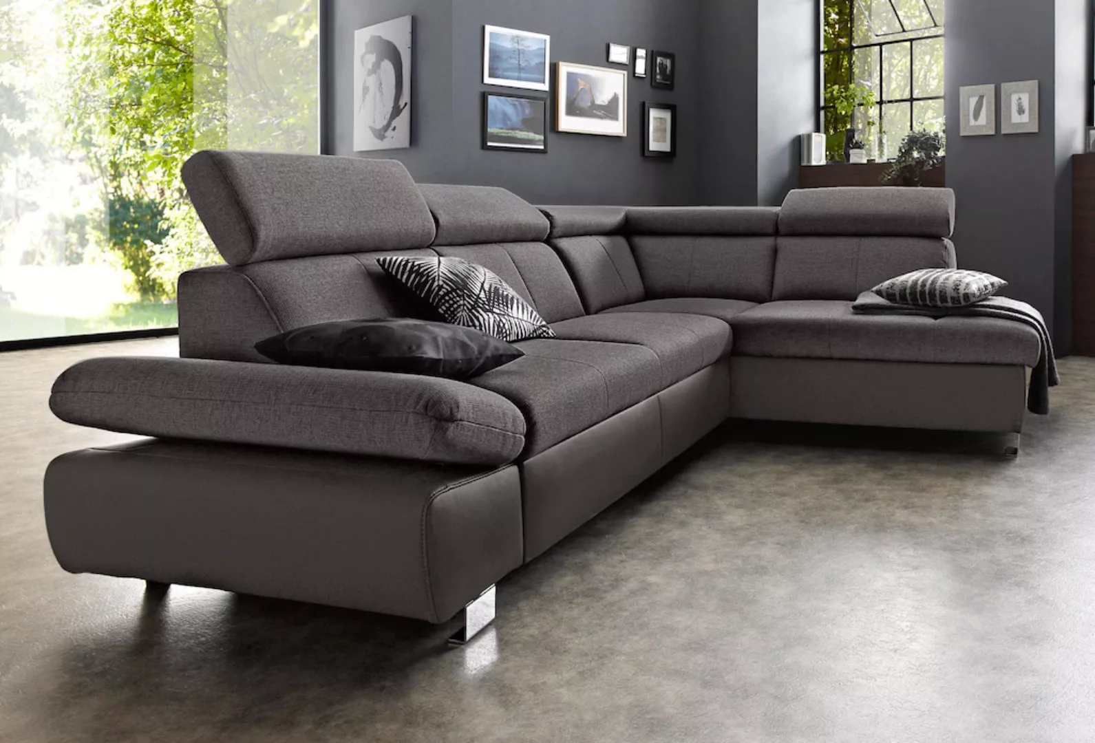 exxpo - sofa fashion Ecksofa "Happy, inkl. Kopf- und Armteilverstellung, L- günstig online kaufen