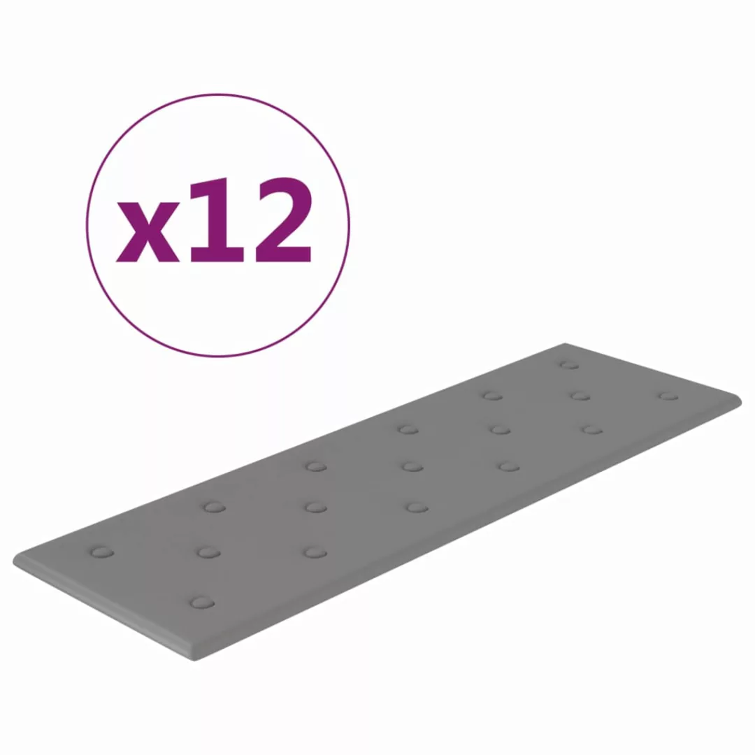 Vidaxl Wandpaneele 12 Stk. Grau 90x30 Cm Kunstleder 3,24 M² günstig online kaufen