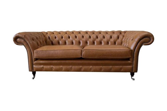JVmoebel Sofa Sofa 3 Sitzer Leder Sofas Couch Polster Wohnzimmer Chesterfie günstig online kaufen