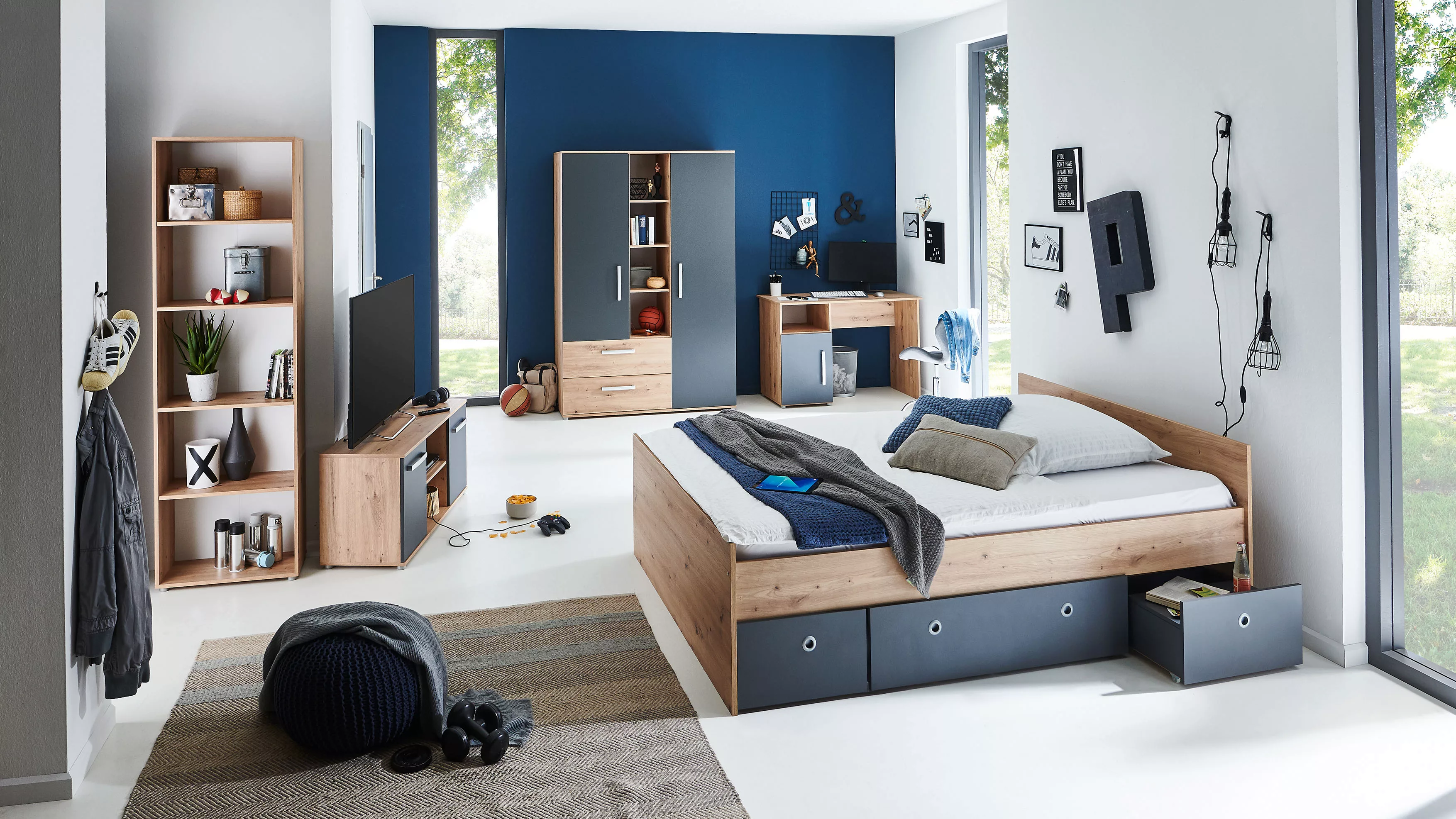 arthur berndt Jugendzimmer-Set "Alessio", (Set, 6 St., Kleiderschrank, Bett günstig online kaufen