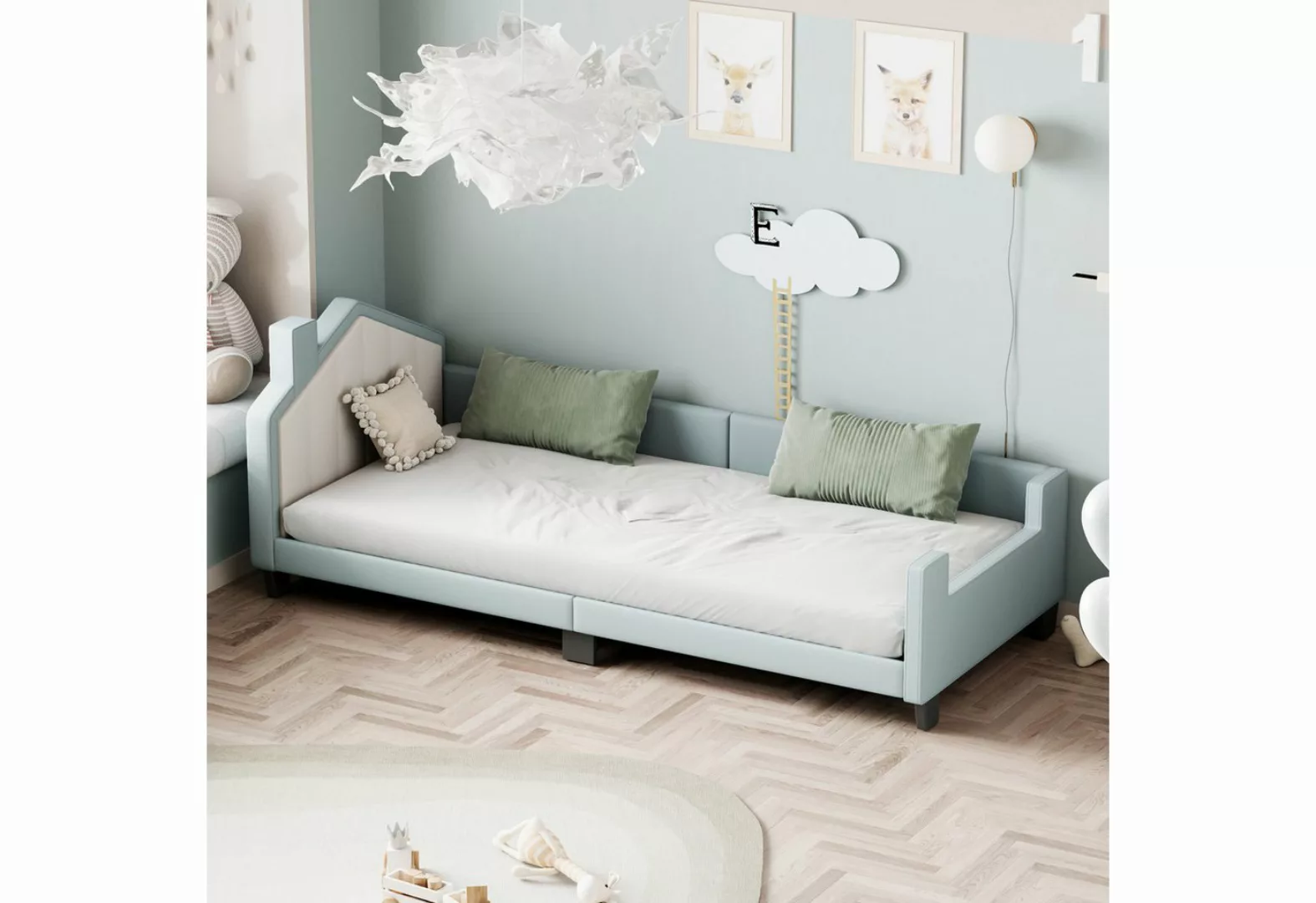 FUROKOY Kinderbett 2-in-1 Schlafsofa 90x200cm, Kinderbett mit Hausleiste&Ge günstig online kaufen