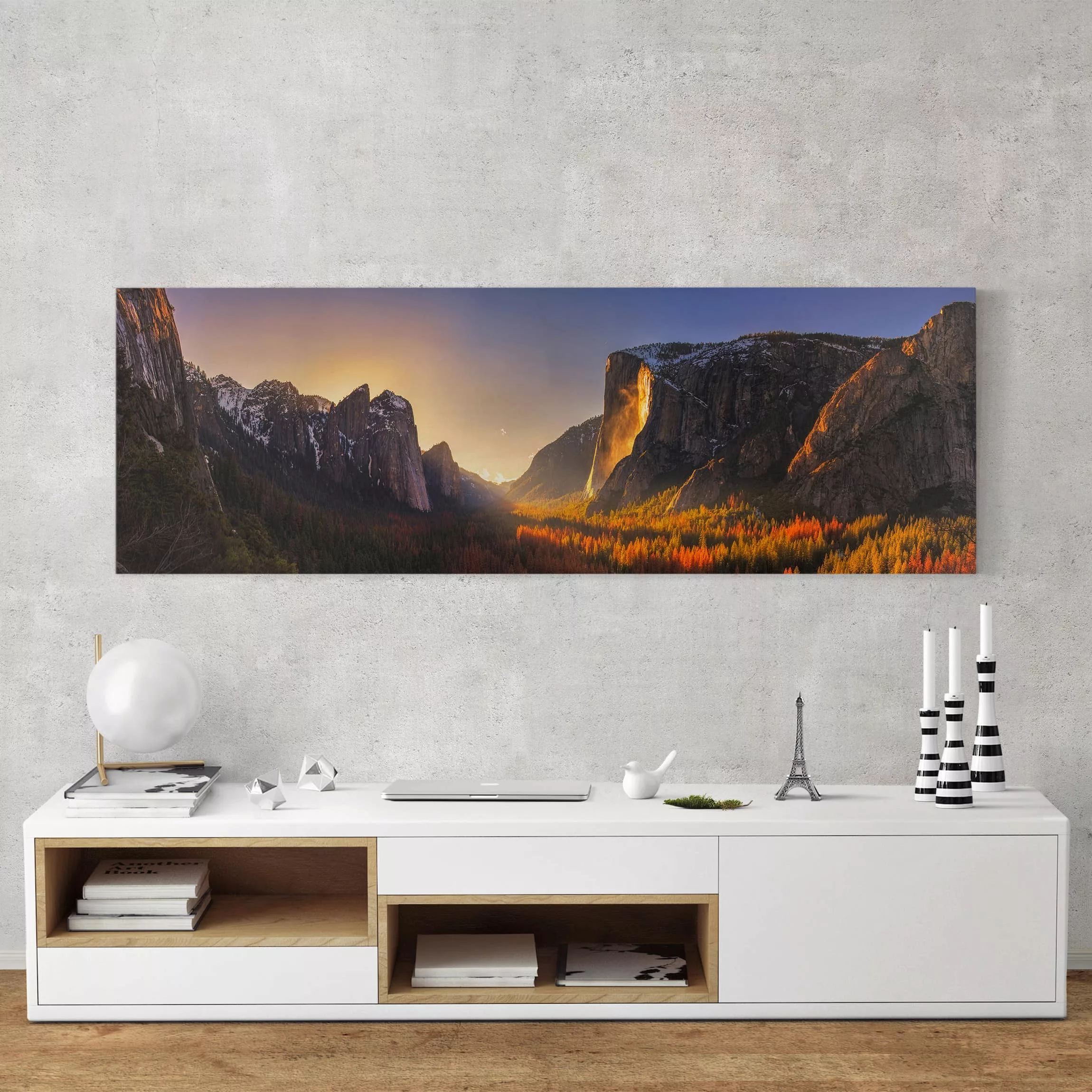 Leinwandbild Berg - Panorama Sonnenuntergang im Yosemite günstig online kaufen