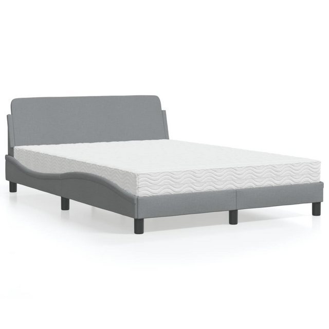 vidaXL Bett Bett mit Matratze Hellgrau 140x200 cm Stoff günstig online kaufen