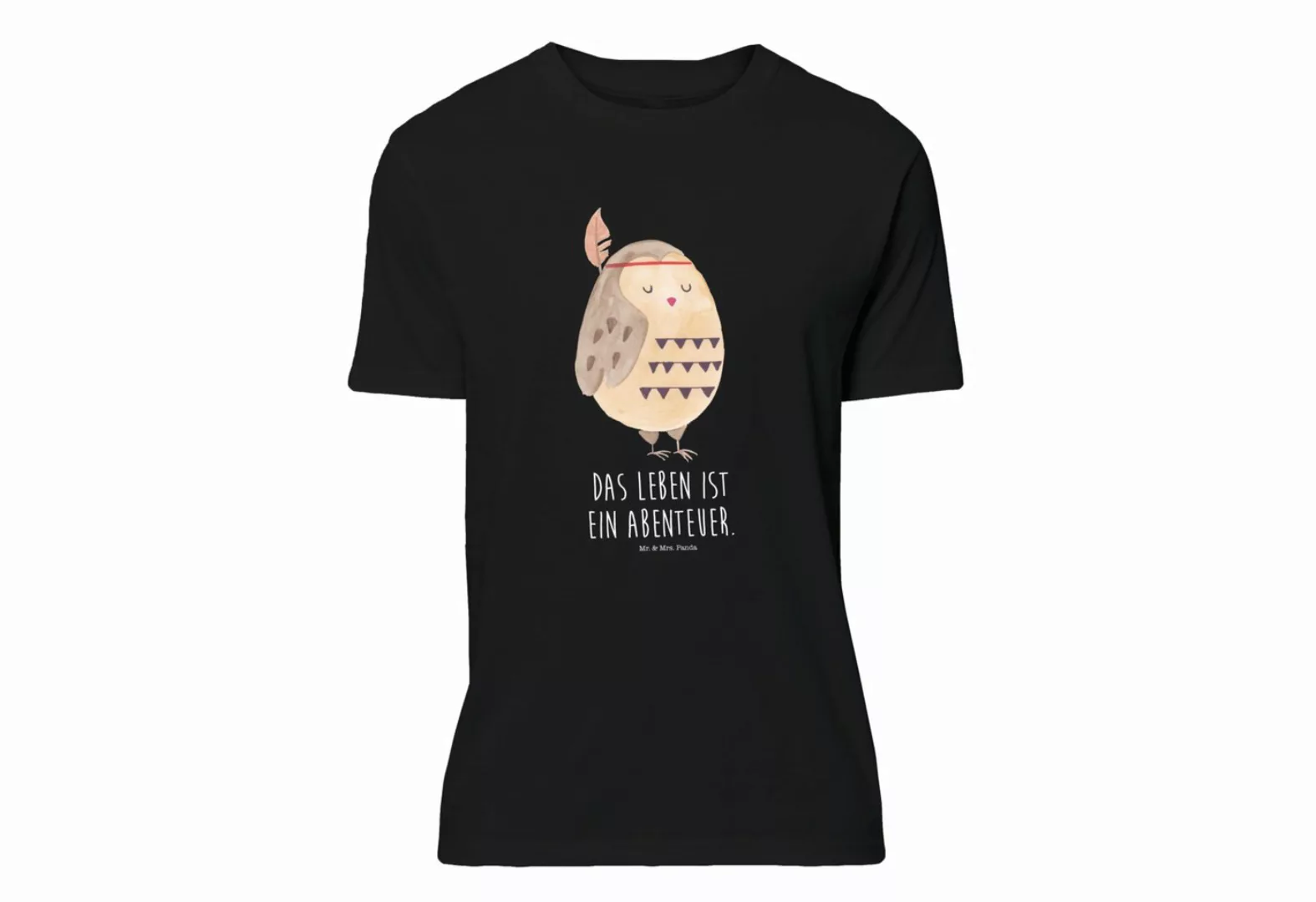 Mr. & Mrs. Panda T-Shirt Eule Federschmuck - Schwarz - Geschenk, T-Shirt mi günstig online kaufen