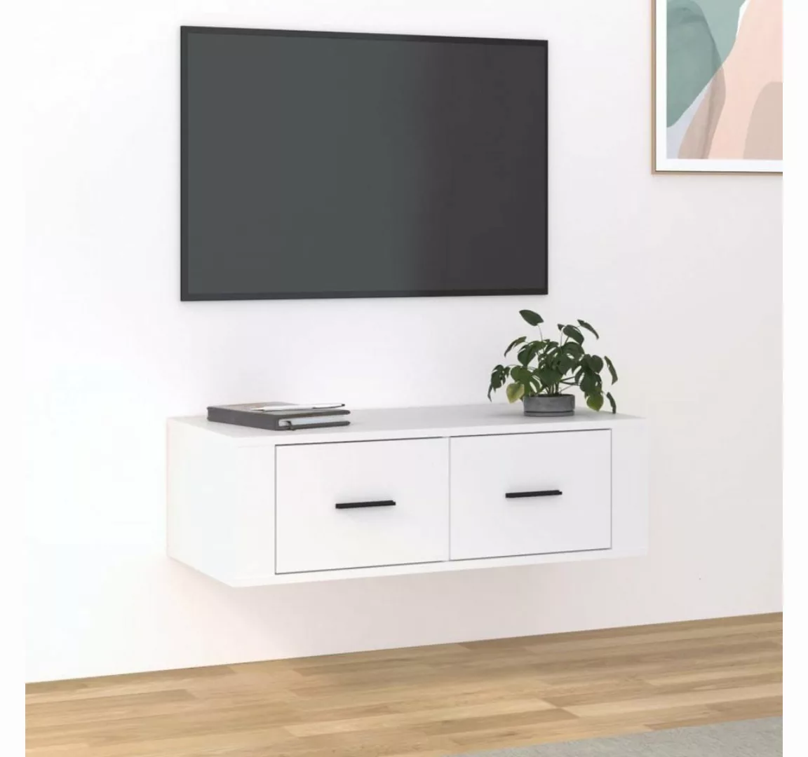 furnicato TV-Schrank TV-Wandschrank Weiß 80x36x25 cm Holzwerkstoff günstig online kaufen
