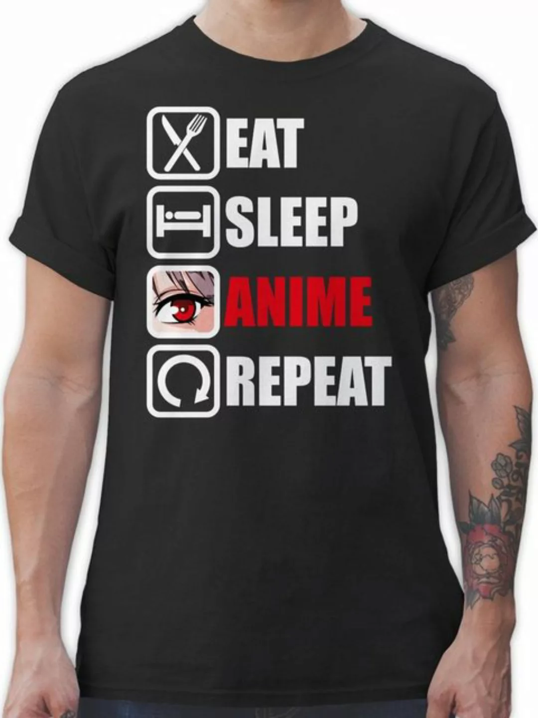 Shirtracer T-Shirt Eat sleep Anime repeat - Manga Japan Anime Geschenke günstig online kaufen