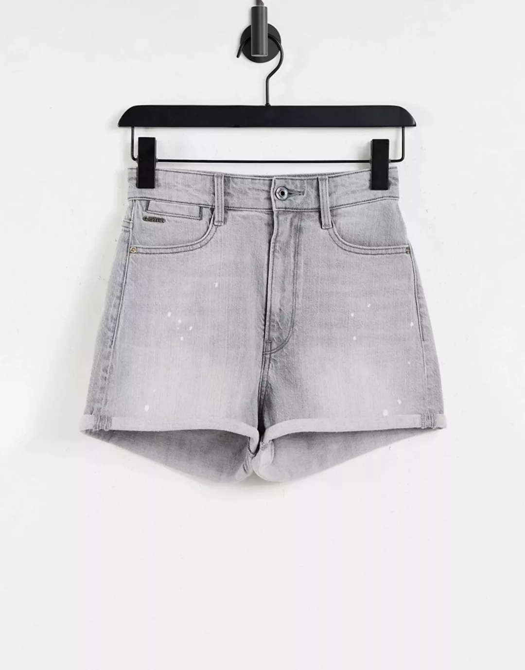 G-Star – Tedie – Jeansshorts in Grau mit sehr hohem Bund, Umschlagsaum und günstig online kaufen