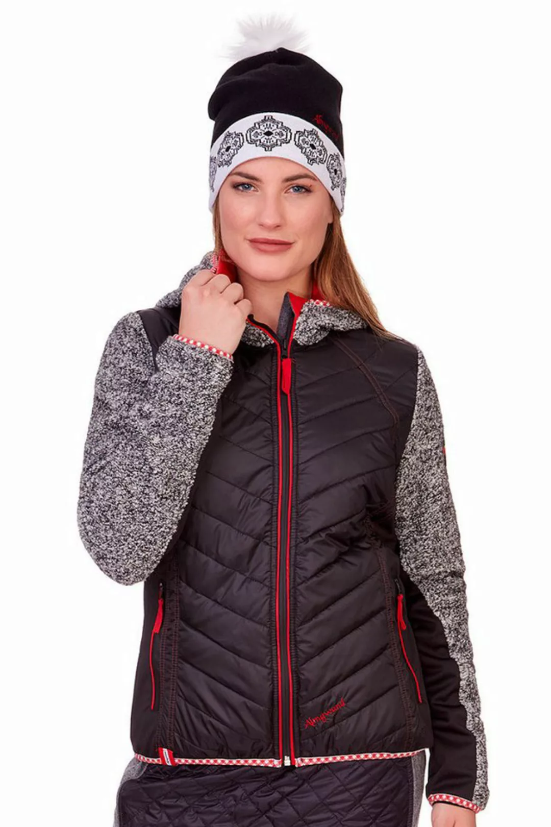 Almgwand Outdoorjacke Steppjacke Damen - AICHLERSTEIN - schwarz/grau/rot günstig online kaufen