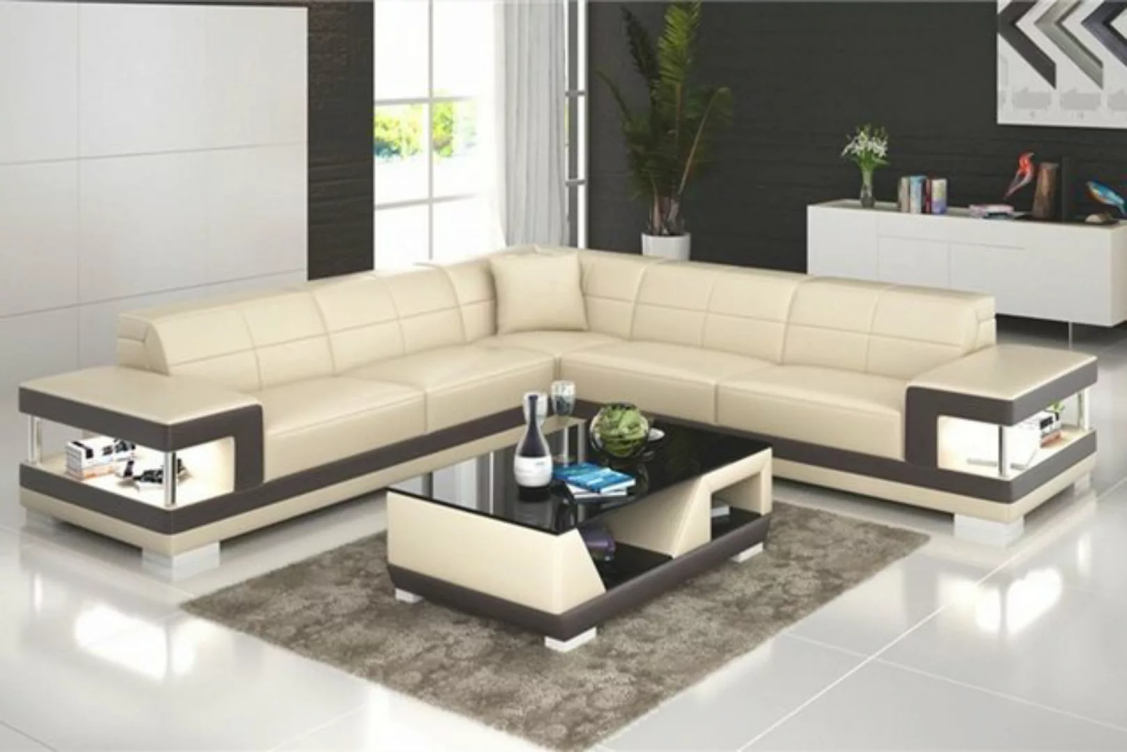 JVmoebel Ecksofa, Ledersofa L-Form Couch Wohnlandschaft Ecksofa Garnitur De günstig online kaufen