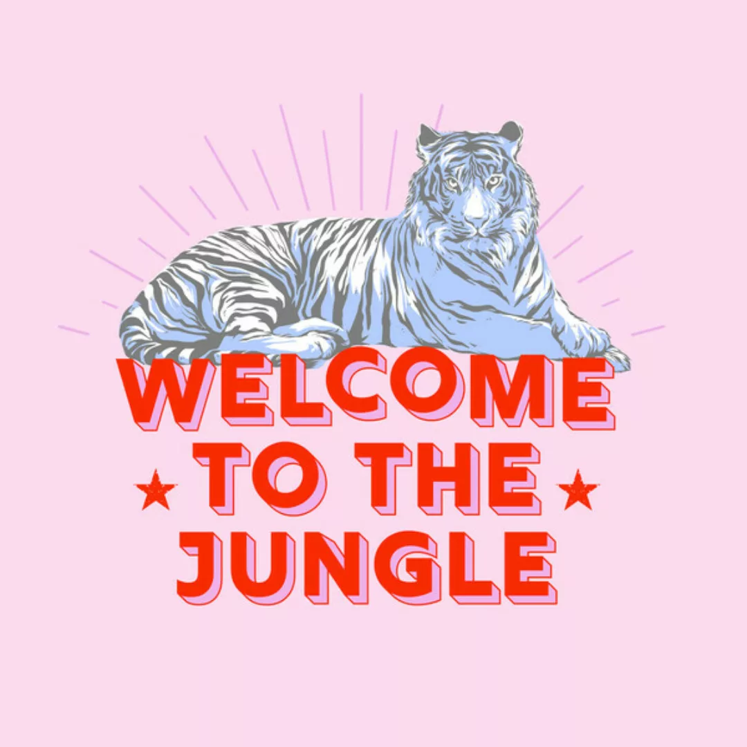 Poster / Leinwandbild - Welcome To The Jungle - Retro Tiger günstig online kaufen