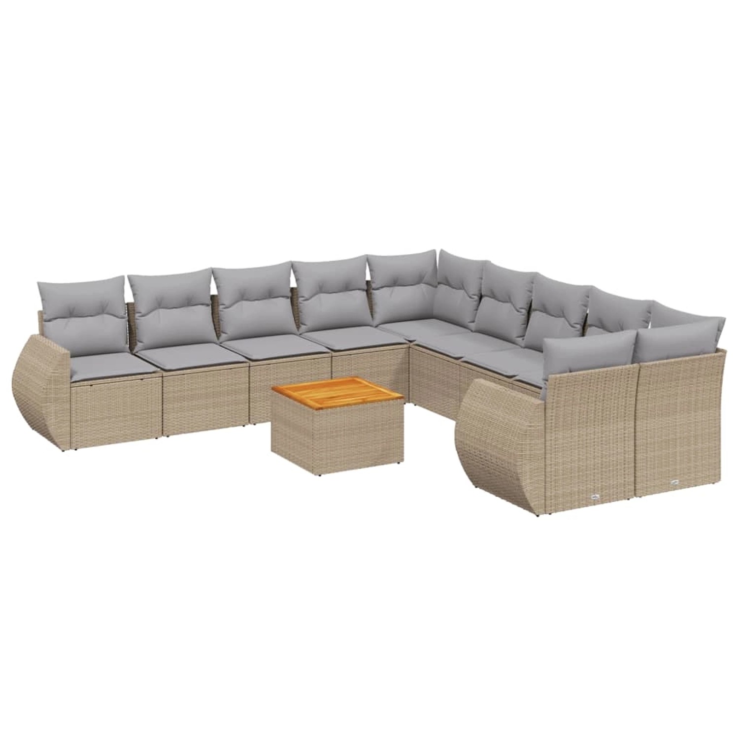 vidaXL 11-Tlg Garten-Sofagarnitur mit Kissen Beige Poly Rattan 3225198 günstig online kaufen