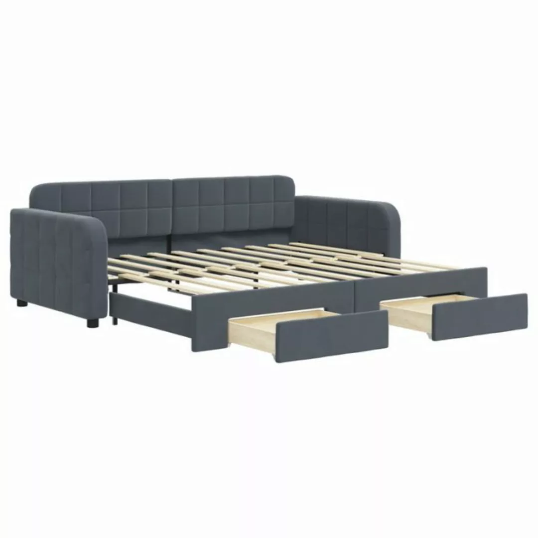 vidaXL Bett Tagesbett Ausziehbar mit Schubladen Dunkelgrau 90x190 cm Samt günstig online kaufen