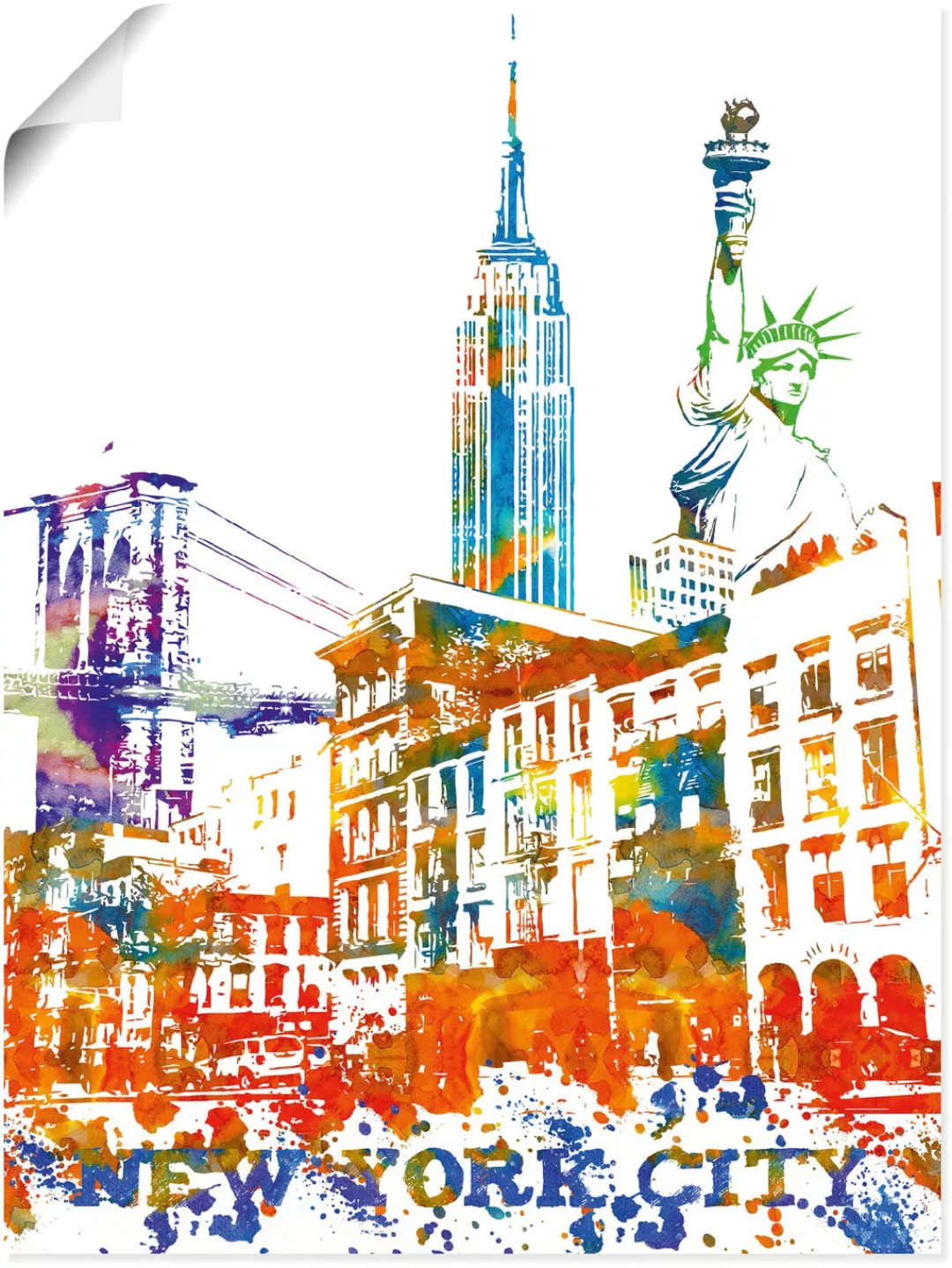 Artland Wandbild "New York City Grafik", New York, (1 St.), als Alubild, Le günstig online kaufen