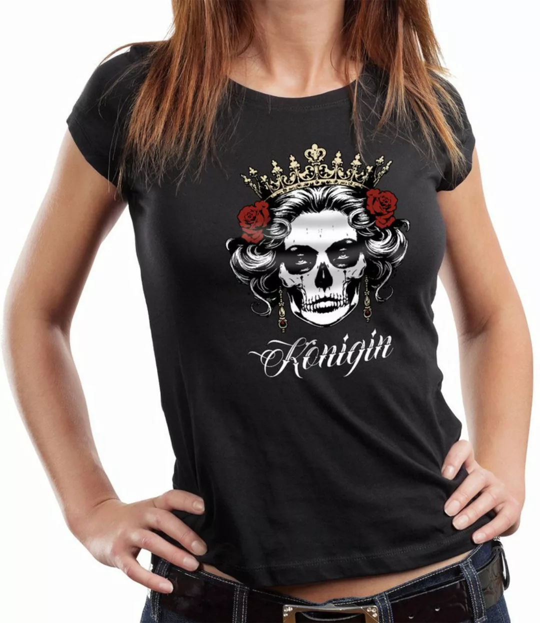 GASOLINE BANDIT® T-Shirt Damen Lady Biker Shirt: Königin günstig online kaufen