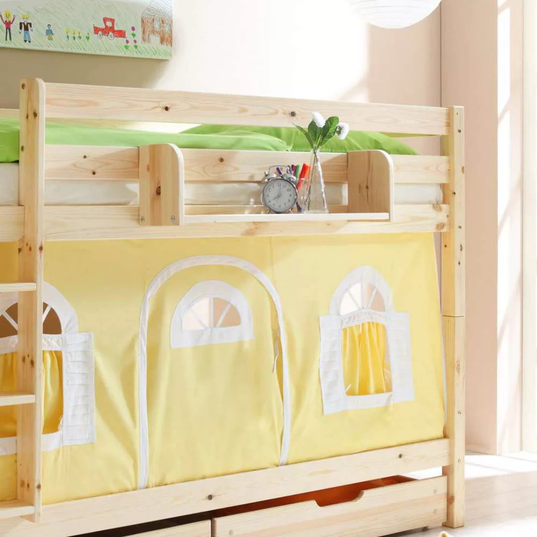 Kinderetagenbett in Kieferfarben Bettschubkästen günstig online kaufen