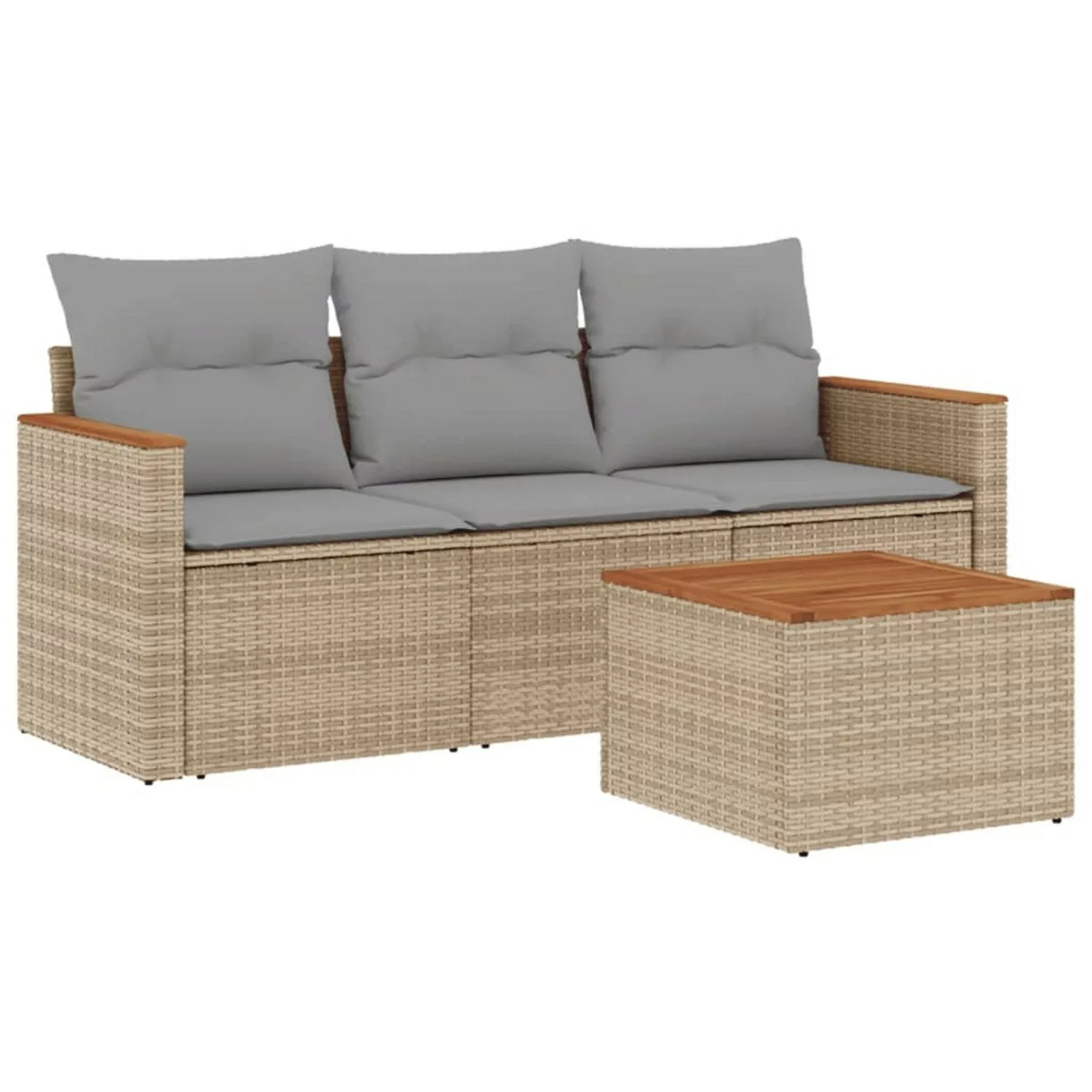 vidaXL 4-tlg Garten-Sofagarnitur mit Kissen Beige Poly Rattan Modell 77 günstig online kaufen