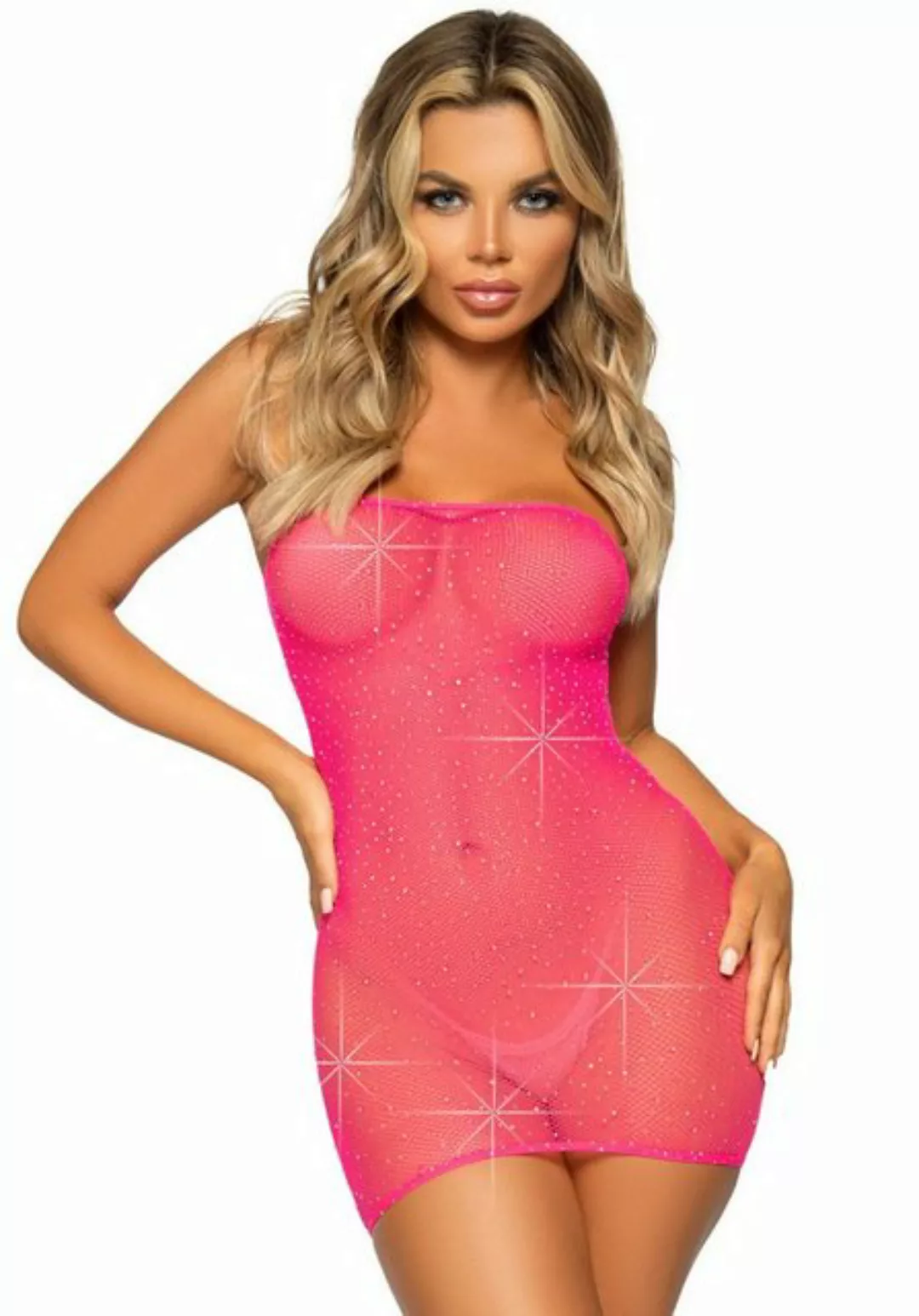 Leg Avenue Minikleid Netz-Kleid mit Schmucksteinen Glitzer - pink (1-tlg) t günstig online kaufen