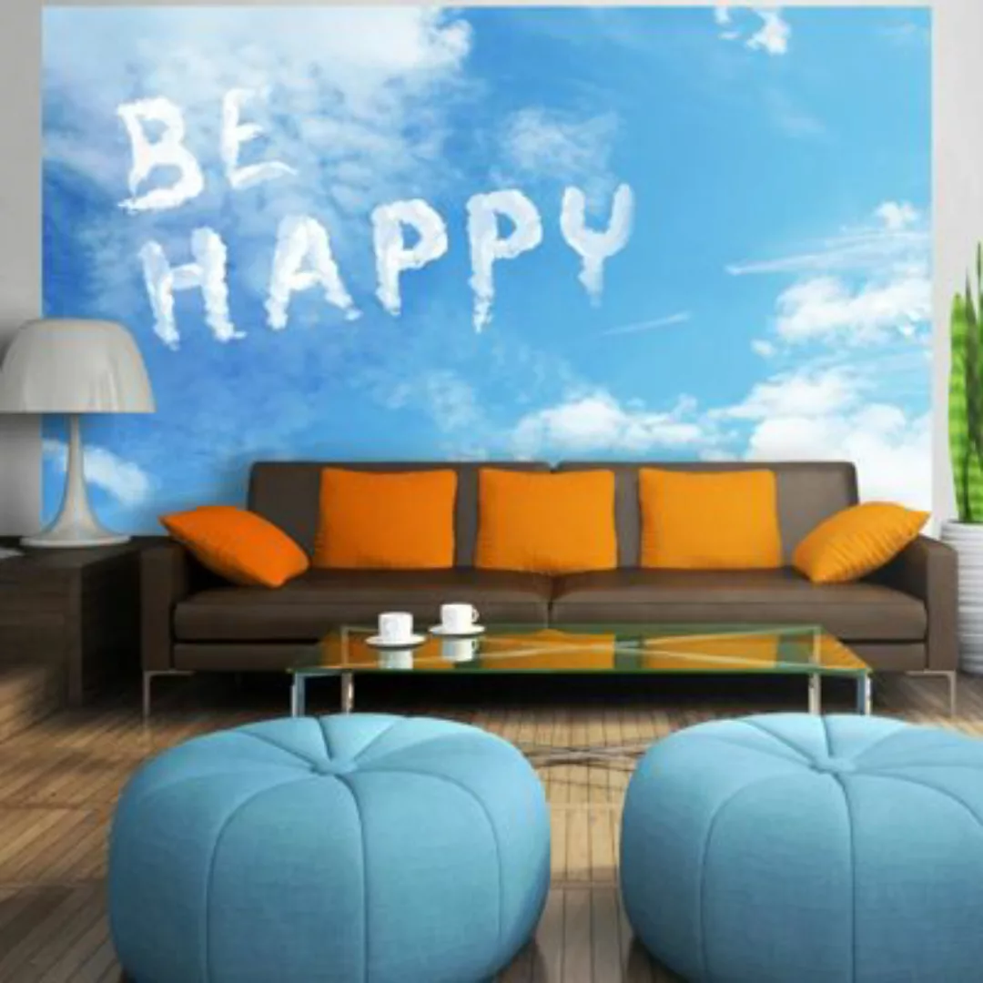 artgeist Fototapete Be happy blau/weiß Gr. 400 x 280 günstig online kaufen