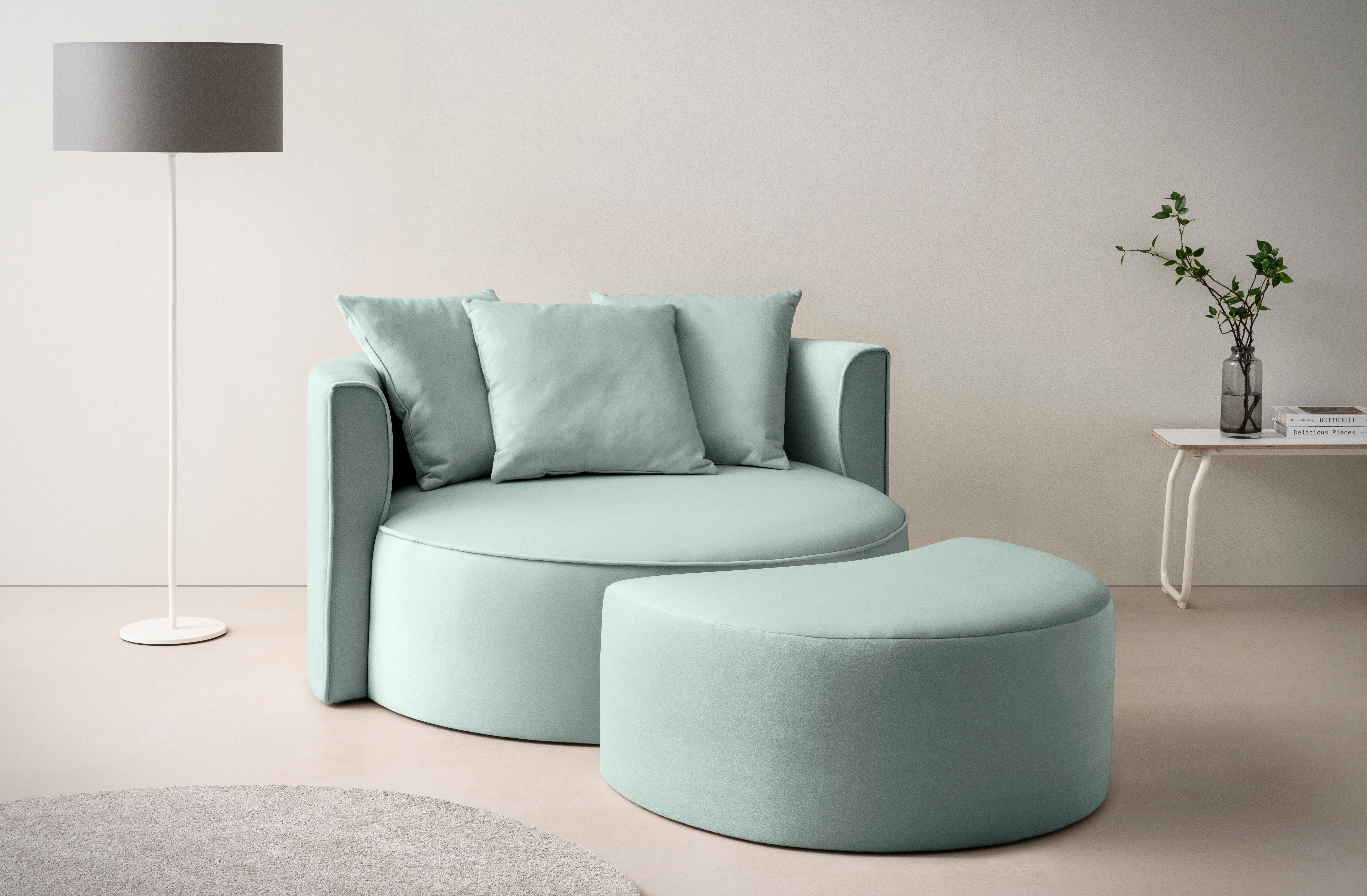 LeGer Home by Lena Gercke XXL-Sessel "ISALIE, Rundsessel mit Hocker, Lesese günstig online kaufen