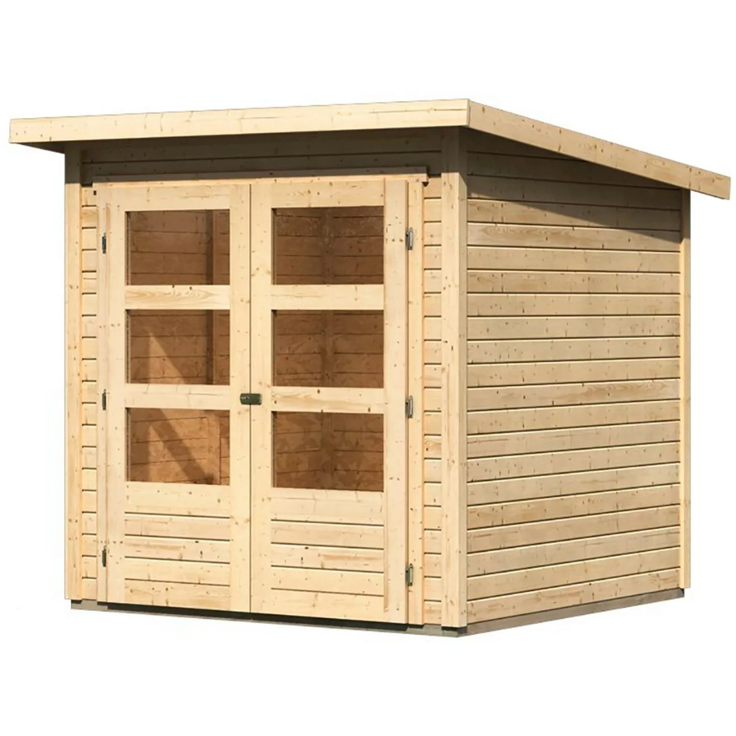 Karibu Holz-Gartenhaus Sitten Natur Pultdach Unbehandelt 182 cm x 182 cm günstig online kaufen