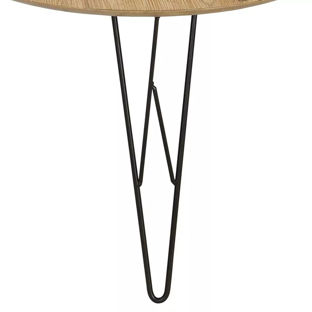 Wohnzimmer Tisch Dreibein in Wildeichefarben & Schwarz dreieckiger Tischpla günstig online kaufen