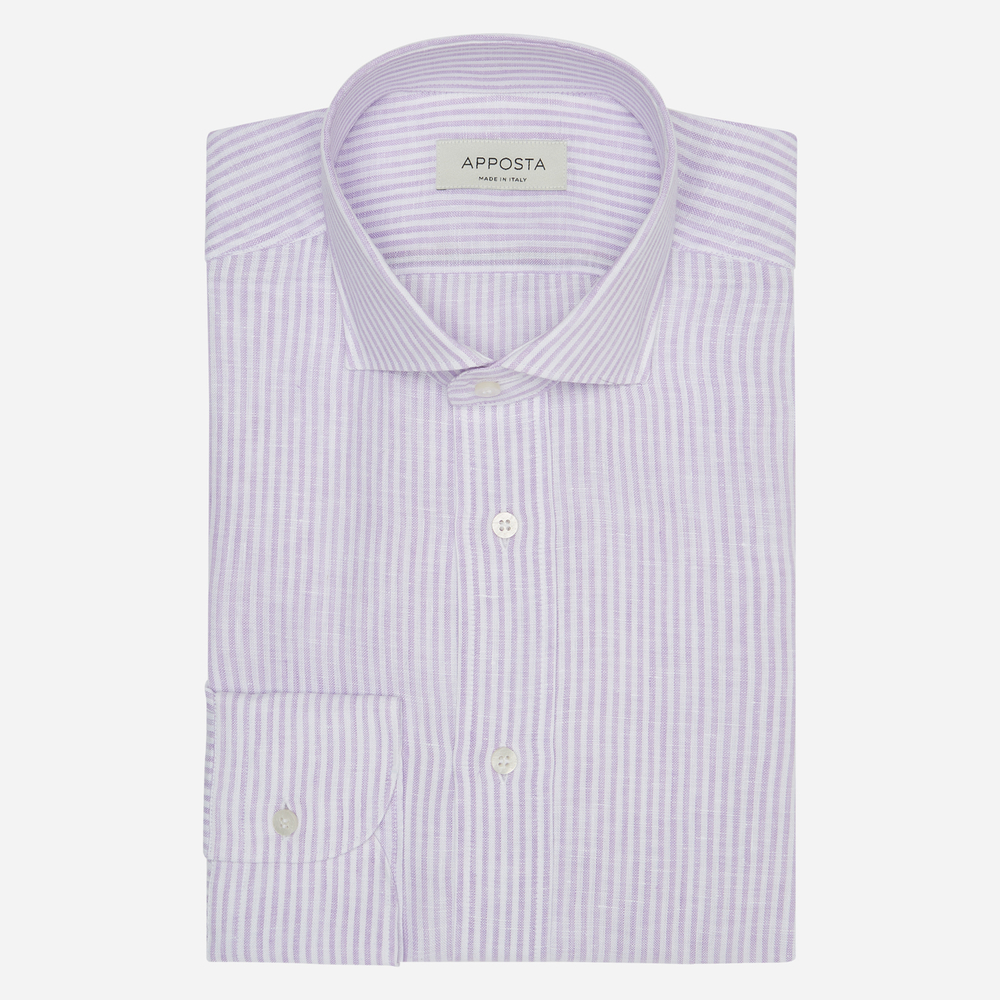 Hemd  streifen  violett leinen leinwandbindung, kragenform  modernisierter günstig online kaufen