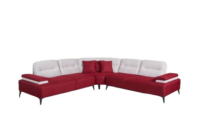 JVmoebel Ecksofa Rotes Ecksofa L-Form Couch Designer Wohnzimmer Holz Garnit günstig online kaufen