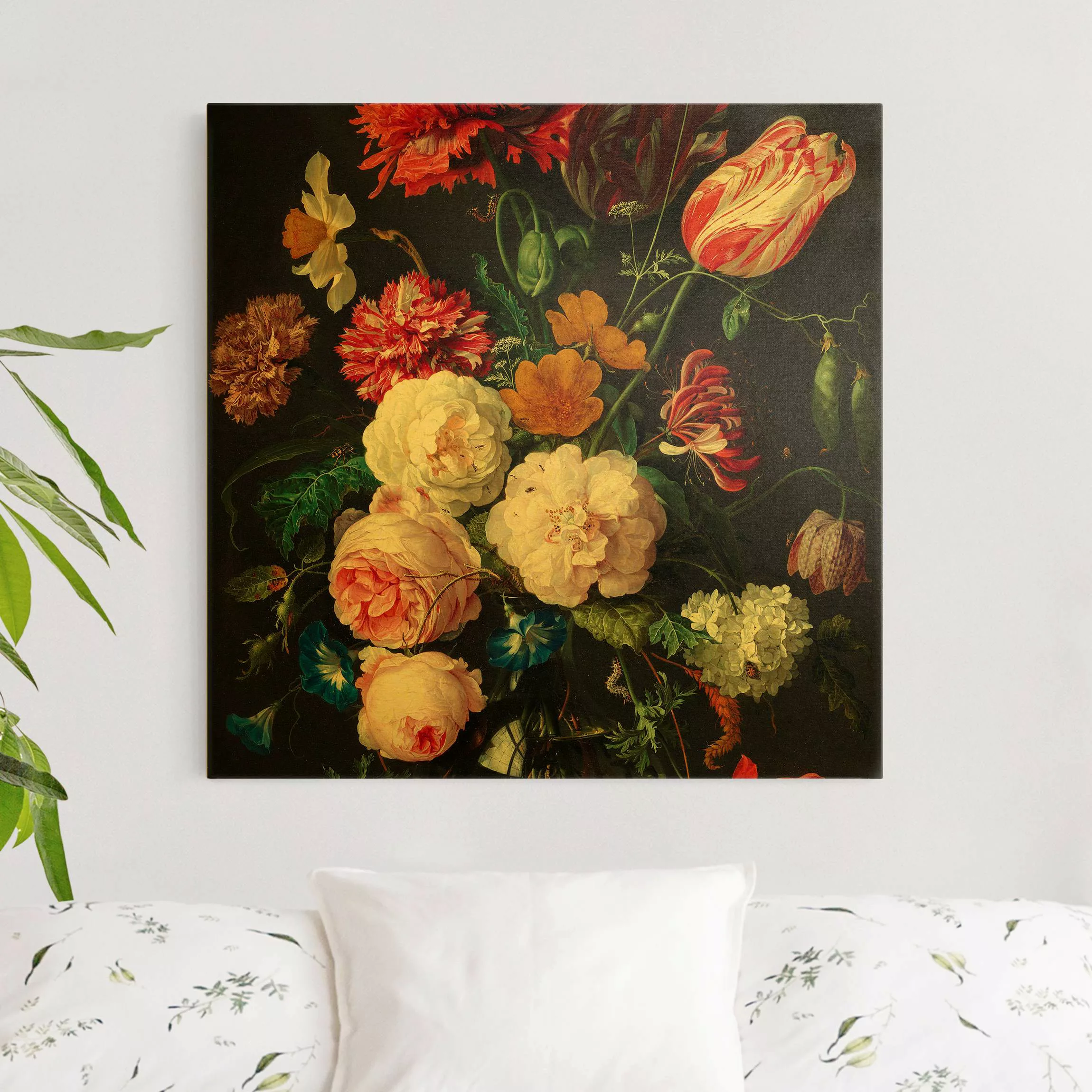 Leinwandbild Gold Jan Davidsz de Heem - Stillleben mit Blumen in einer Glas günstig online kaufen