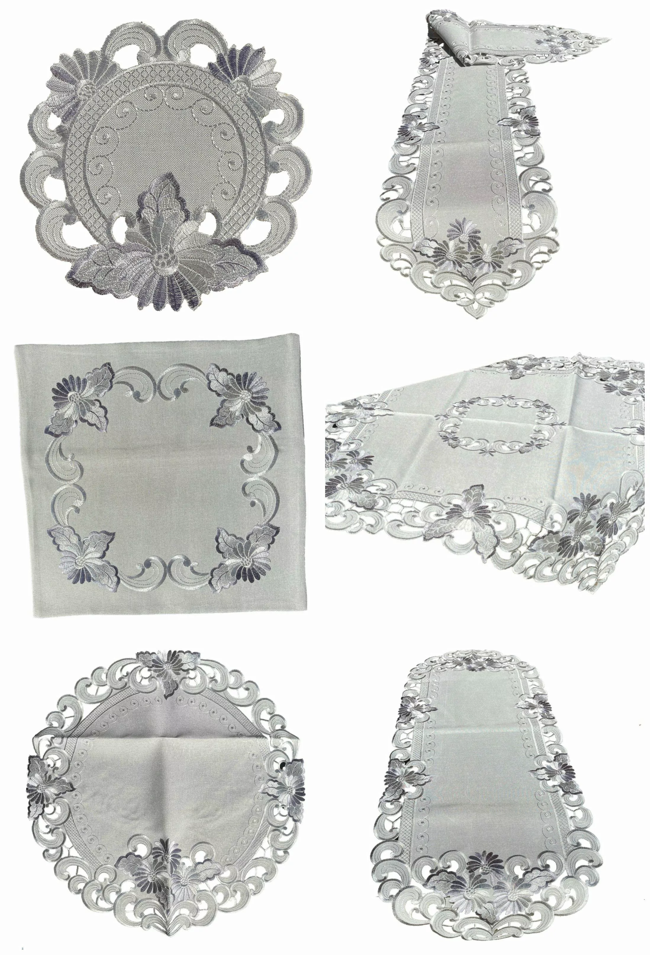 Westernlifestyle Tischdecke Blumen silber / grau günstig online kaufen