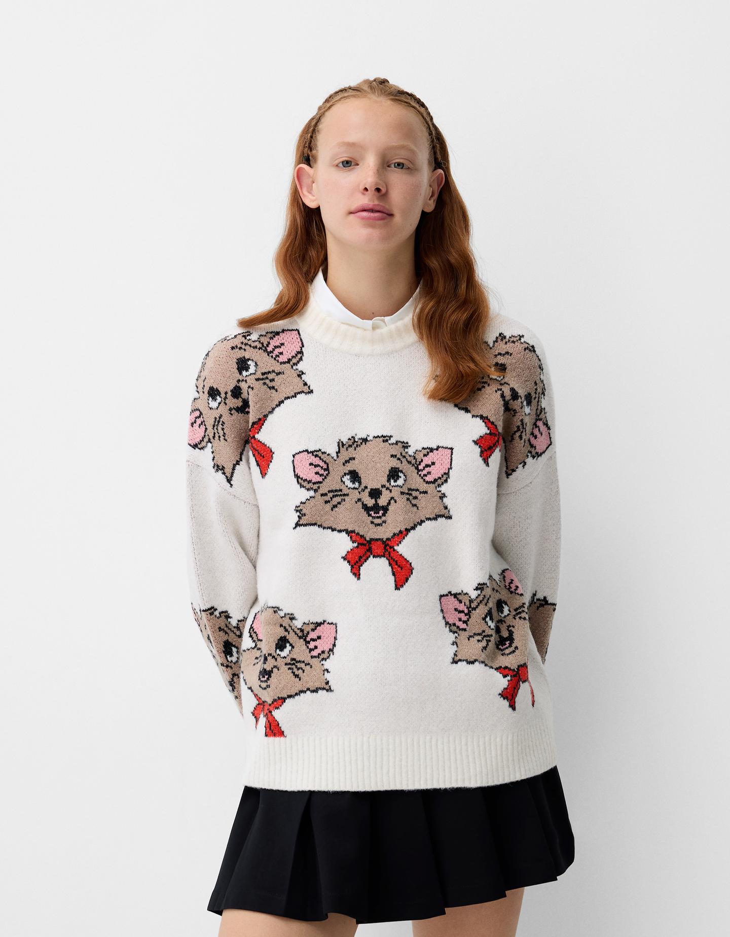 Bershka Pullover Mit Allover-Aristocats-Print Damen S Sandfarbe günstig online kaufen