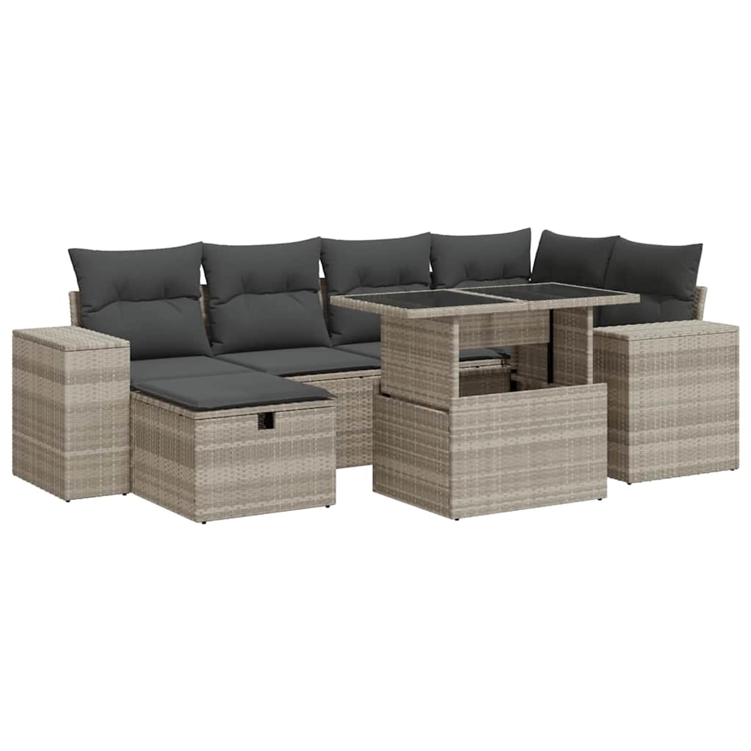 vidaXL 8-Tlg Garten-Sofagarnitur mit Kissen Hellgrau Poly Rattan 3327942 günstig online kaufen