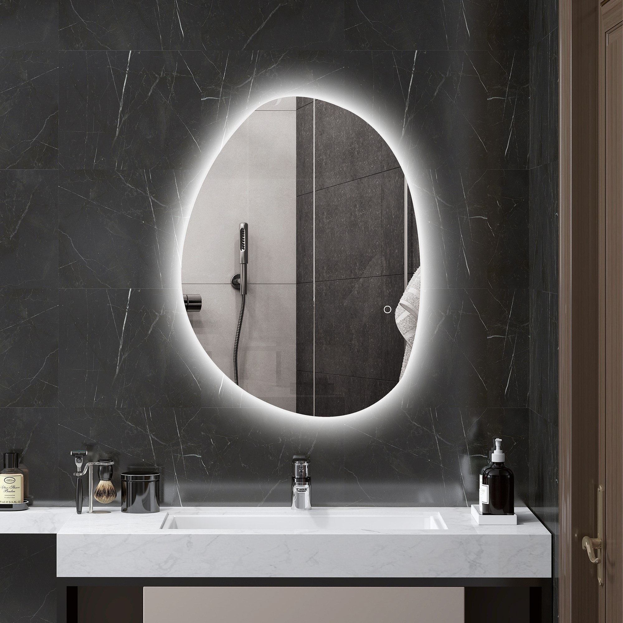 HOMCOM Badezimmerspiegel mit dimmbarem LED-Licht in 3 Farbtemperaturen, 80x günstig online kaufen