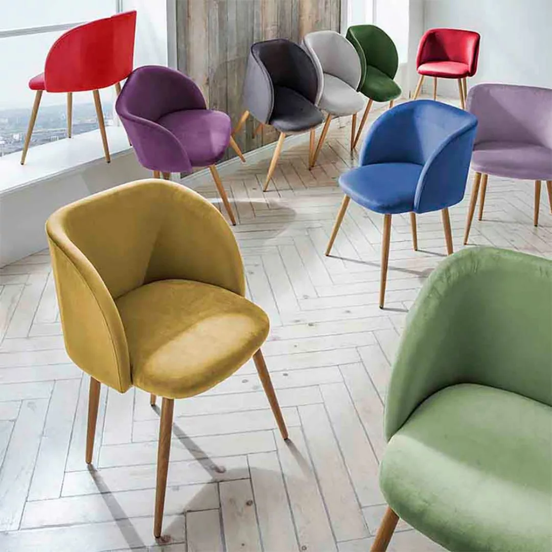 Samt Stühle Lila in modernem Design Armlehnen (2er Set) günstig online kaufen