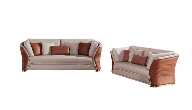 JVmoebel Sofa Sofas Leder 3+2 Sitzer Sofagarnitur Set Designer Garnituren S günstig online kaufen