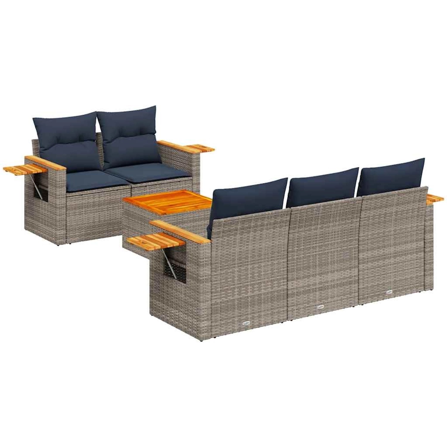 vidaXL 6-Tlg Garten-Sofagarnitur mit Kissen Grau Poly Rattan 3226628 günstig online kaufen