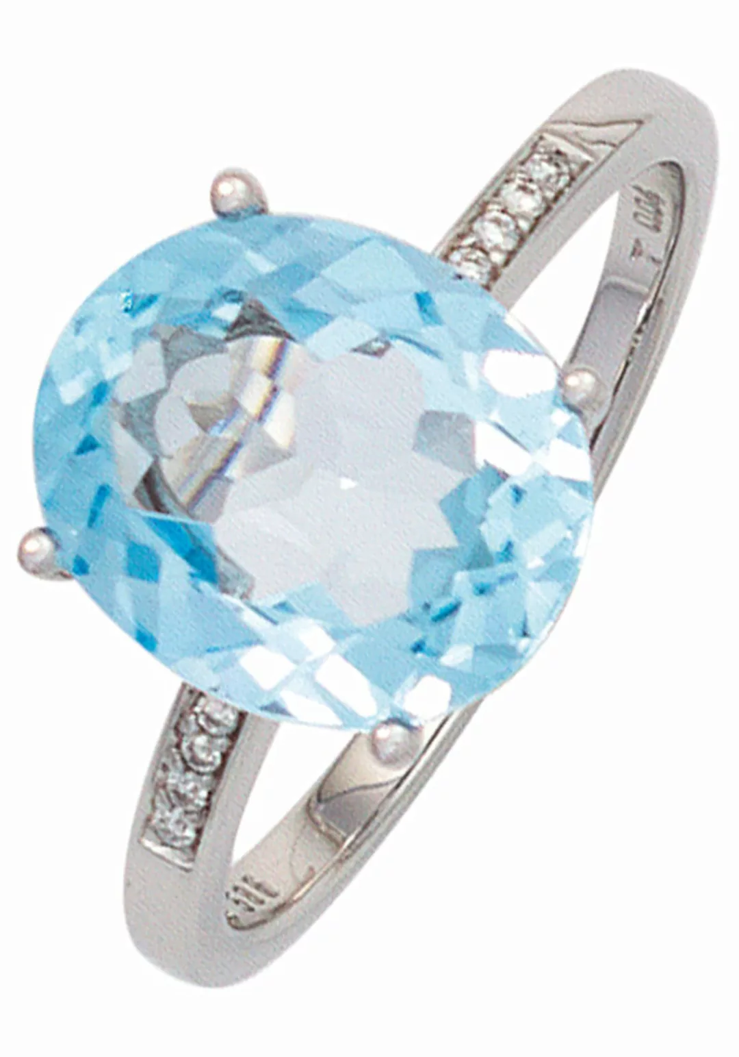 JOBO Diamantring, 585 Weißgold mit Blautopas und 8 Diamanten günstig online kaufen